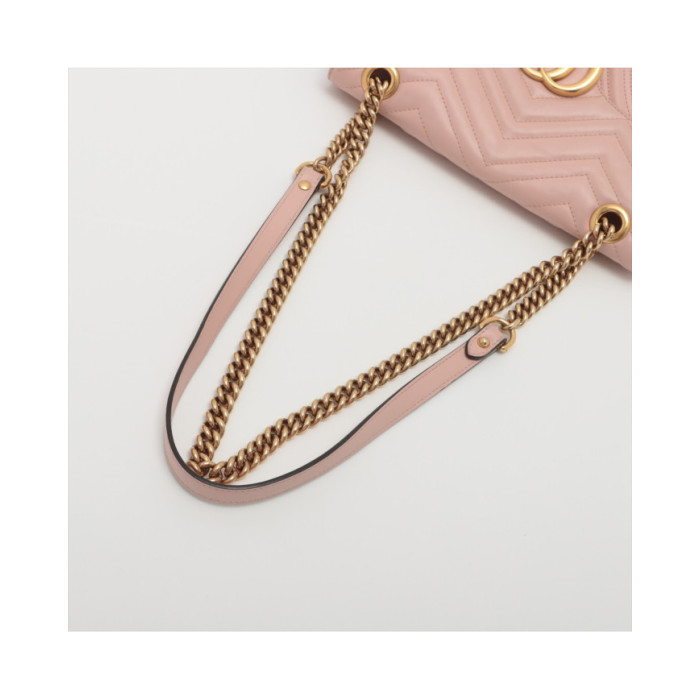 Gucci GG Marmont Leather Chain shoulder bag Pink Ref 443497, Accueil, Gucci GG Marmont Leather Chain shoulder bag Pink Ref 44349