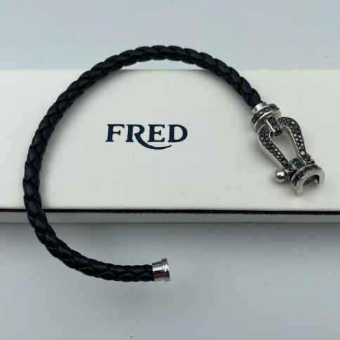 Fred, Bracelet Force 10 grand modèle en or blanc 18K & diamants noirs