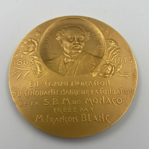 Monaco Médaille du Cinquantenaire de la Création de la S.B.M. "Société des Bains de Mer"