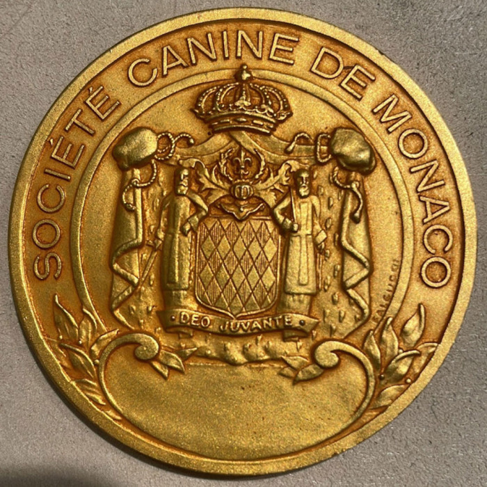 Monaco Médaille Société Canine de Monaco bronze doré