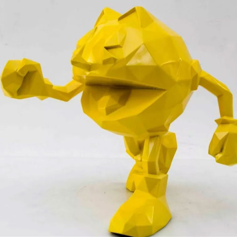Richard ORLINSKI Pac-Man Sculpture originale en résine Jaune métallisé