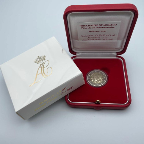 Monaco BE 2 Euro 2021 commemorating the 10th anniversary of the marriage