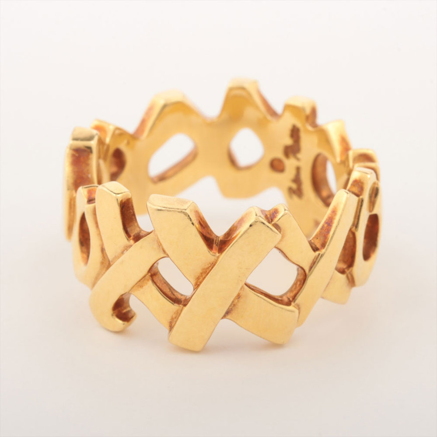 Tiffany Paloma Picasso Love & Kiss Ring 18 Carat Yellow Gold Size