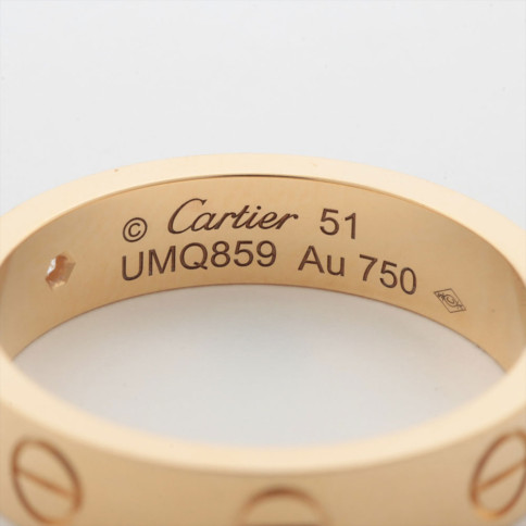 Cartier Mini Love 1 diamond ring in 18k yellow gold Weight 4.6g Size 51 with box and paper