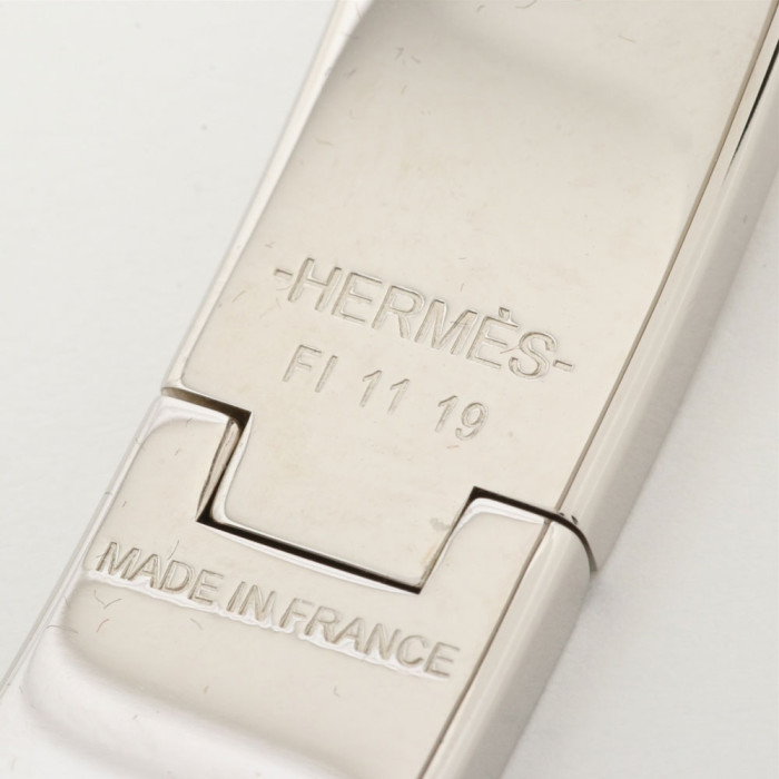 Hermès Bracelet clic H Émail métal Gris acier taille 17