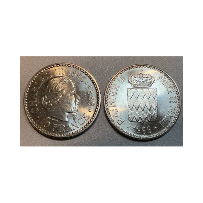 Monaco 1966 10 francs Rainier III argent, Monnaies, Monaco 1966 10 francs Rainier III argent