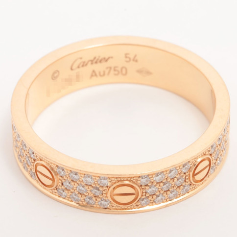 Cartier Love ring Pavé with 3 rows of diamonds 18K pink gold size 54