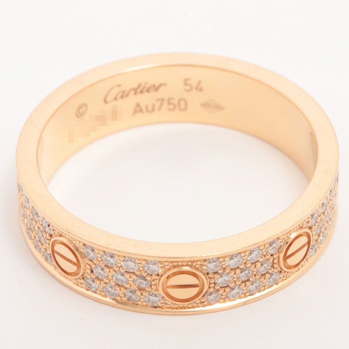 Cartier bague Love Pavée de 3 rangs de diamants or rose 18K taille 54