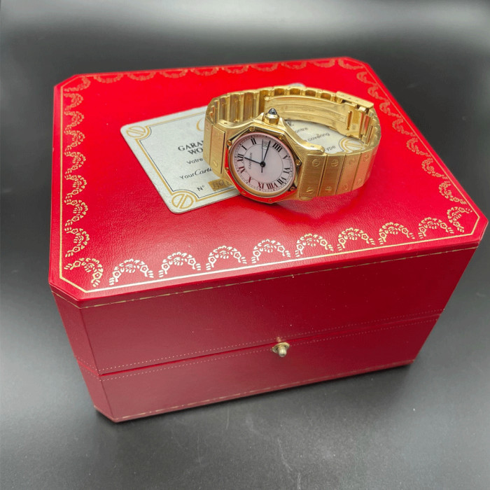 Cartier Santos Octagon ref 2965 Automatic or 18k boite papier 1978