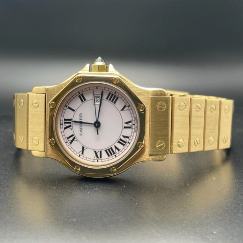 Cartier Santos Octagon ref 2965 Automatic or 18k box paper 1978