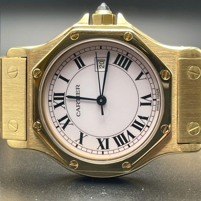 Cartier Santos Octagon ref 2965 Automatic or 18k boite papier 1978