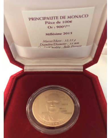 Monaco BE 2015 100 Euro Abert II Gold, Accueil, Monaco BE 2015 100 Euro Gold