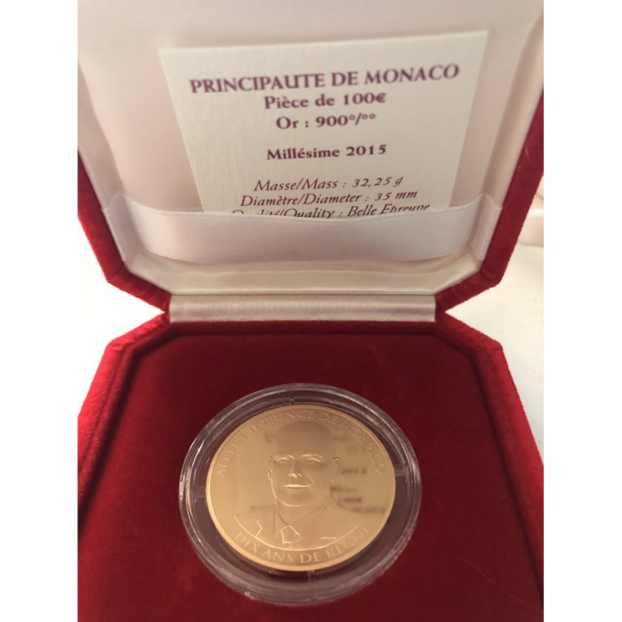 Monaco BE 2015 100 Euro Abert II Gold, Accueil, Monaco BE 2015 100 Euro Gold