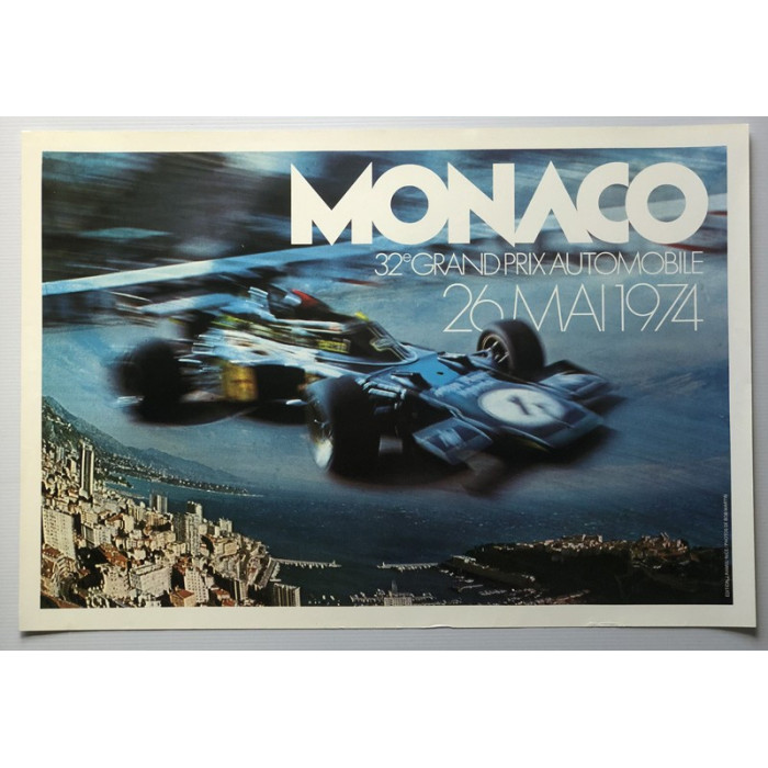 Affiche 32eme Grand Prix Formule 1 de Monaco 1974, Automobilia, Affiche 32eme Grand Prix Formule 1 de Monaco 1974