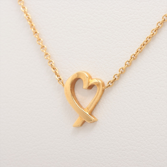 Tiffany Necklace Paloma Picasso Loving Heart Yellow Gold 18K Weight 2.4g