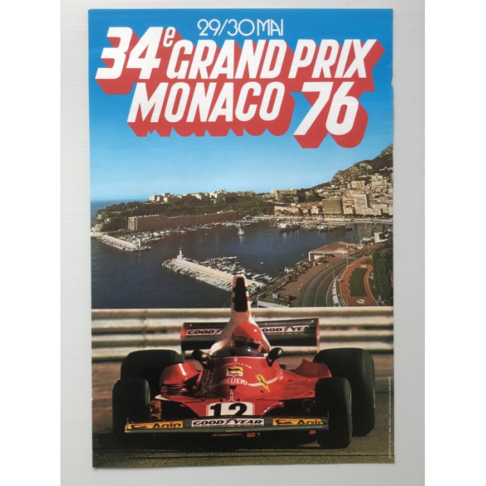 Affiche 34eme Grand Prix Formule 1 de Monaco 1976, Automobilia, Affiche 34eme Grand Prix Formule 1 de Monaco 1976
