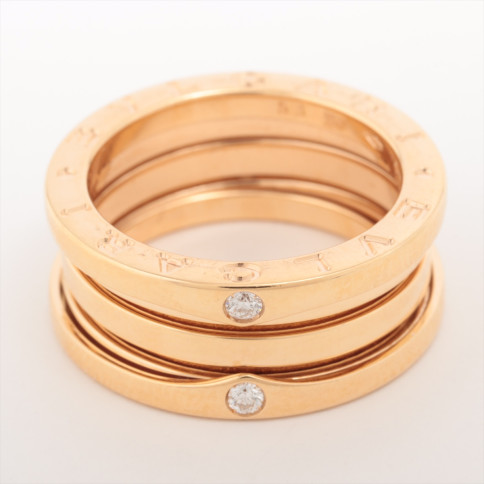 Bvlgari Ring B.Zero 1 Pink Gold 4 Diamonds 18K Weight 9.6g Size 53