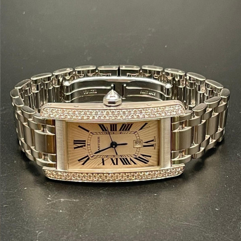 Cartier Tank Américaine ref 2489 - white gold 18k - Diamonds