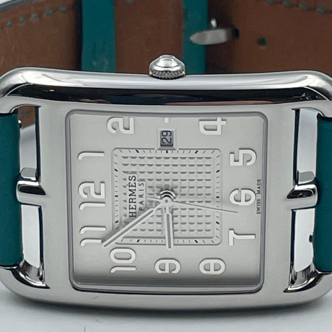 Hermès Cape Cod CC2.710 White face blue leather strap