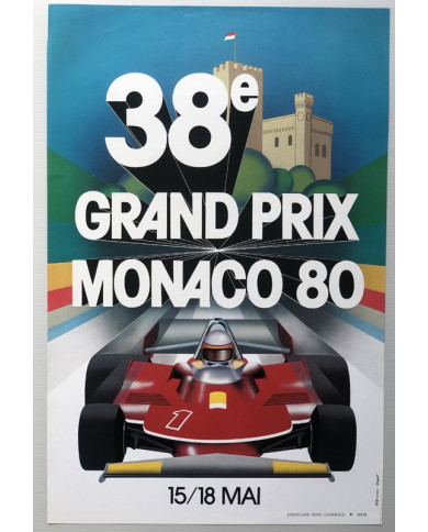 Affiche 38eme Grand Prix Formule 1 de Monaco 1980, Automobilia, Affiche 38eme Grand Prix Formule 1 de Monaco 1980
