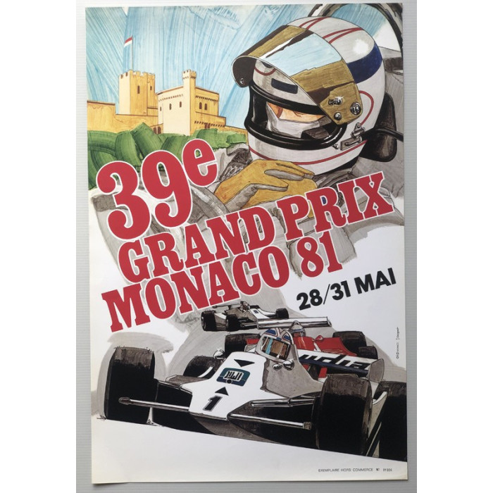 Affiche 39eme Grand Prix Formule 1 de Monaco 1981, Automobilia, Affiche 39eme Grand Prix Formule 1 de Monaco 1981
