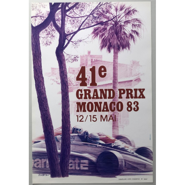 Affiche 41eme Grand Prix Formule 1 de Monaco 1983, Automobilia, Affiche 41eme Grand Prix Formule 1 de Monaco 1983
