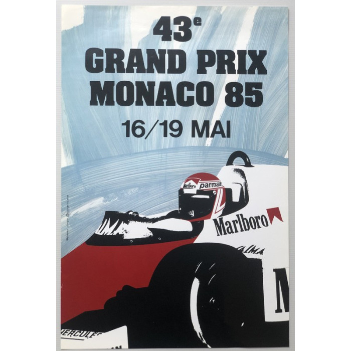 Affiche 43eme Grand Prix Formule 1 de Monaco 1985, Automobilia, Affiche 43eme Grand Prix Formule 1 de Monaco 1985
