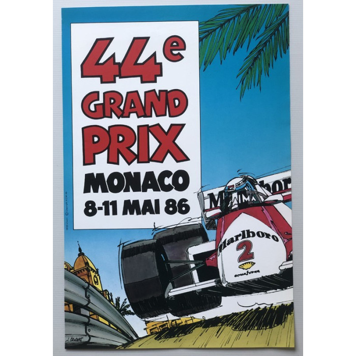 Affiche 44eme Grand Prix Formule 1 de Monaco 1986, Automobilia, Affiche 44eme Grand Prix Formule 1 de Monaco 1986