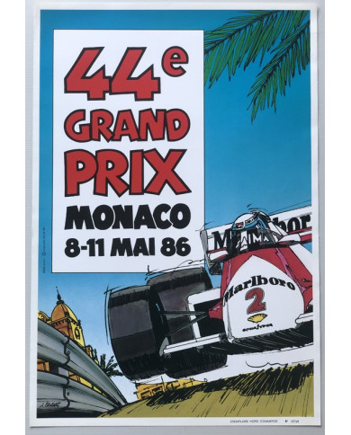 Affiche 44eme Grand Prix Formule 1 de Monaco 1986, Automobilia, Affiche 44eme Grand Prix Formule 1 de Monaco 1986