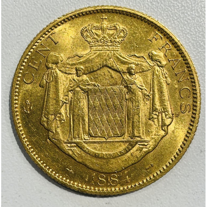 Monaco 1884 100 francs Charles III Or, Monnaies, Monaco 1884 100 francs Charles III Or