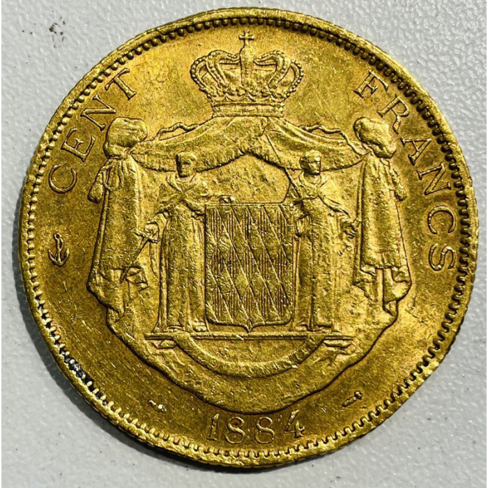Monaco 1884 100 francs Charles III Or, Monnaies, Monaco 1884 100 francs Charles III Or