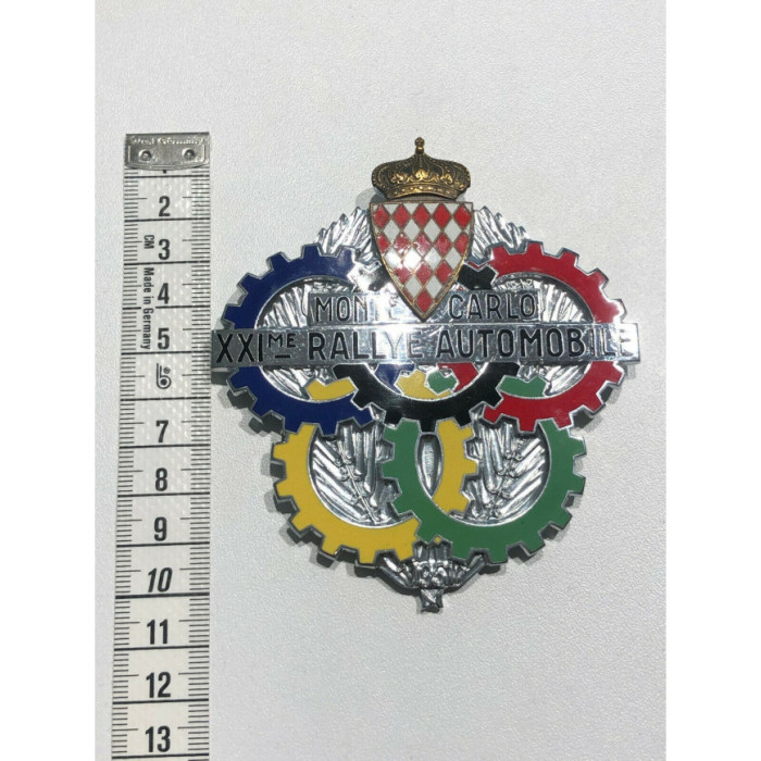 Badge du 21ème Rallye Monte-Carlo 1951, Badges, Monaco 1951 calandre badge plaque du 21eme Rallye de Monte Carlo en émail