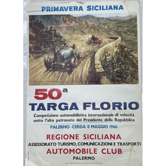 Affiche Primavera Siciliana 50eme Targa Florio 1966, Automobilia, Competizione Automobilistica Internazionale di Velocita Palerm