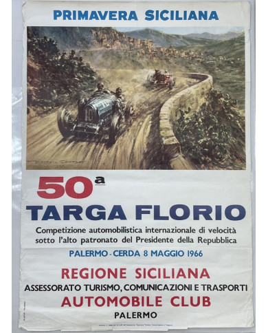Affiche Primavera Siciliana 50eme Targa Florio 1966, Automobilia, Competizione Automobilistica Internazionale di Velocita Palerm