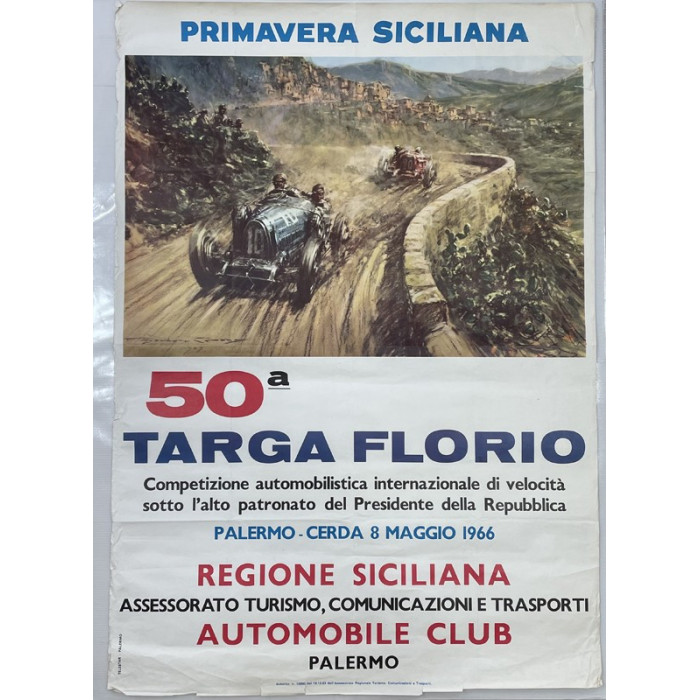 Affiche Primavera Siciliana 50eme Targa Florio 1966, Automobilia, Competizione Automobilistica Internazionale di Velocita Palerm