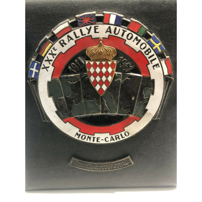 Badge du 30 ème Rallye Monte-Carlo 1961, Badges, Monaco 1961 calandre badge plaque 30eme Rallye de Monte Carlo émail