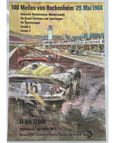 Affiche 100 Meilen von Hockenheim, May 1966, Automobilia, 100 Meilen von Hockenheim", May 1966