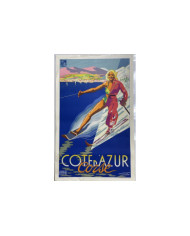 Affiche Côte d'Azur Corse PLM MOULLOT - E FER - 1955, Tourisme, Affiche Côte d'Azur Corse PLM MOULLOT - E FER 1955 Imprimeur : I