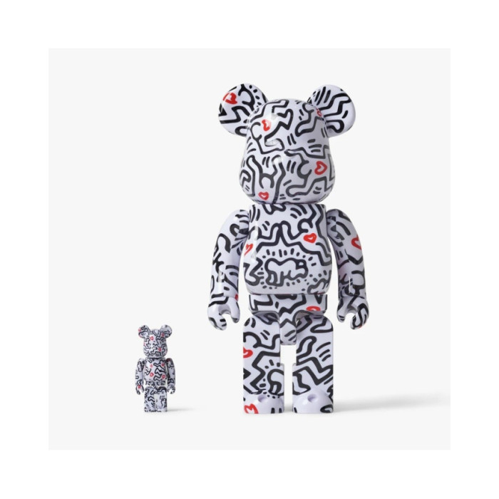 Keth Haring 2 Bearbrick par Medicom Toy Japon, Galerie, Bearbrick HARING 400% + 100% Dans sa boîte d'origine H28 cm et H 7 cm. p
