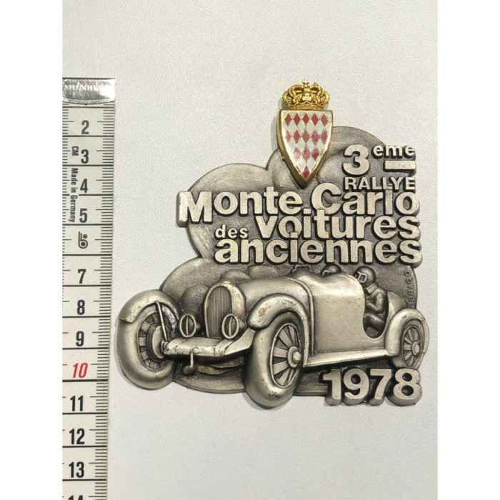 Badge du 3ème Rallye Monte-Carlo voitures anciennes 1978, Badges, Monaco 1978 plaque badge calandre 3eme Rallye de Monte Carlo v