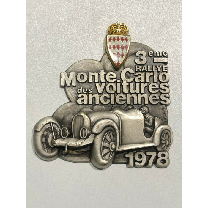 Badge du 3ème Rallye Monte-Carlo voitures anciennes 1978, Badges, Monaco 1978 plaque badge calandre 3eme Rallye de Monte Carlo v