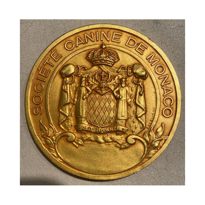 Monaco Médaille Société Canine de Monaco bronze doré, Monnaies, Monaco Médaille Société Canine de Monaco bronze doré