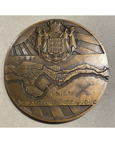 Monaco Médaille Union Philatélique Monégasque 1948 bronze, Monnaies, Monaco Médaille Union Philatélique Monégasque 1948 bronze