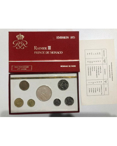 Monaco FDC 1975 Rainier III Franc 7 monnaies, Monnaies, Monaco Rainier III Coffret Fleurs de coins FDC 1975 Monnaie de Paris 7 p